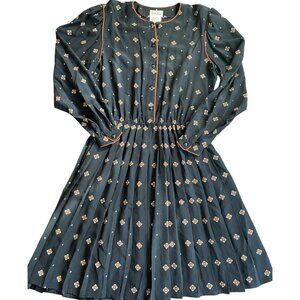 RARE Vintage Neiman Marcus Silk Pleated Long Sleeve Short Dress Womens Sz. 8